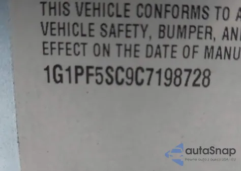 2012 Chevrolet Cruze 1Lt from USA, damaged, VIN 1G1PF5SC9C7198728